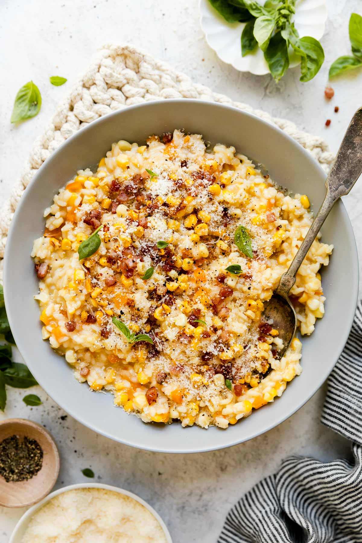 Sweet Corn Risotto with Crispy Pancetta Plays Well With Butter