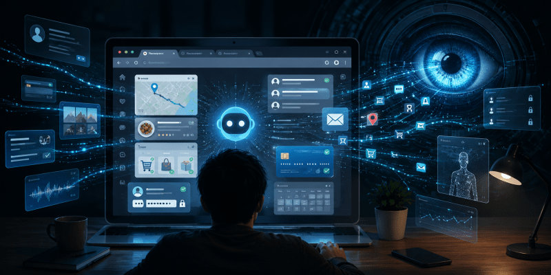 Interfață de browser AI afișând coduri și alerte de securitate internet legate de vulnerabilități prompt injection și acces neautorizat. | sursa foto: PlayTech