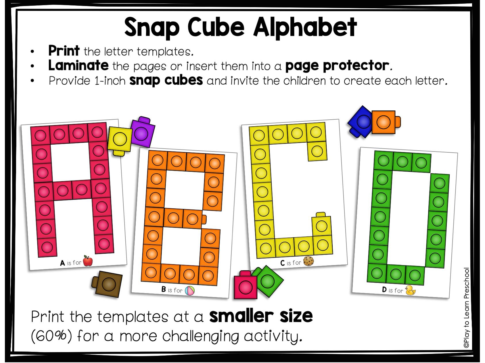 Snap Cube Alphabet Templates Play to Learn Preschool Snap Cube Alphabet Templates Play to Learn Preschool