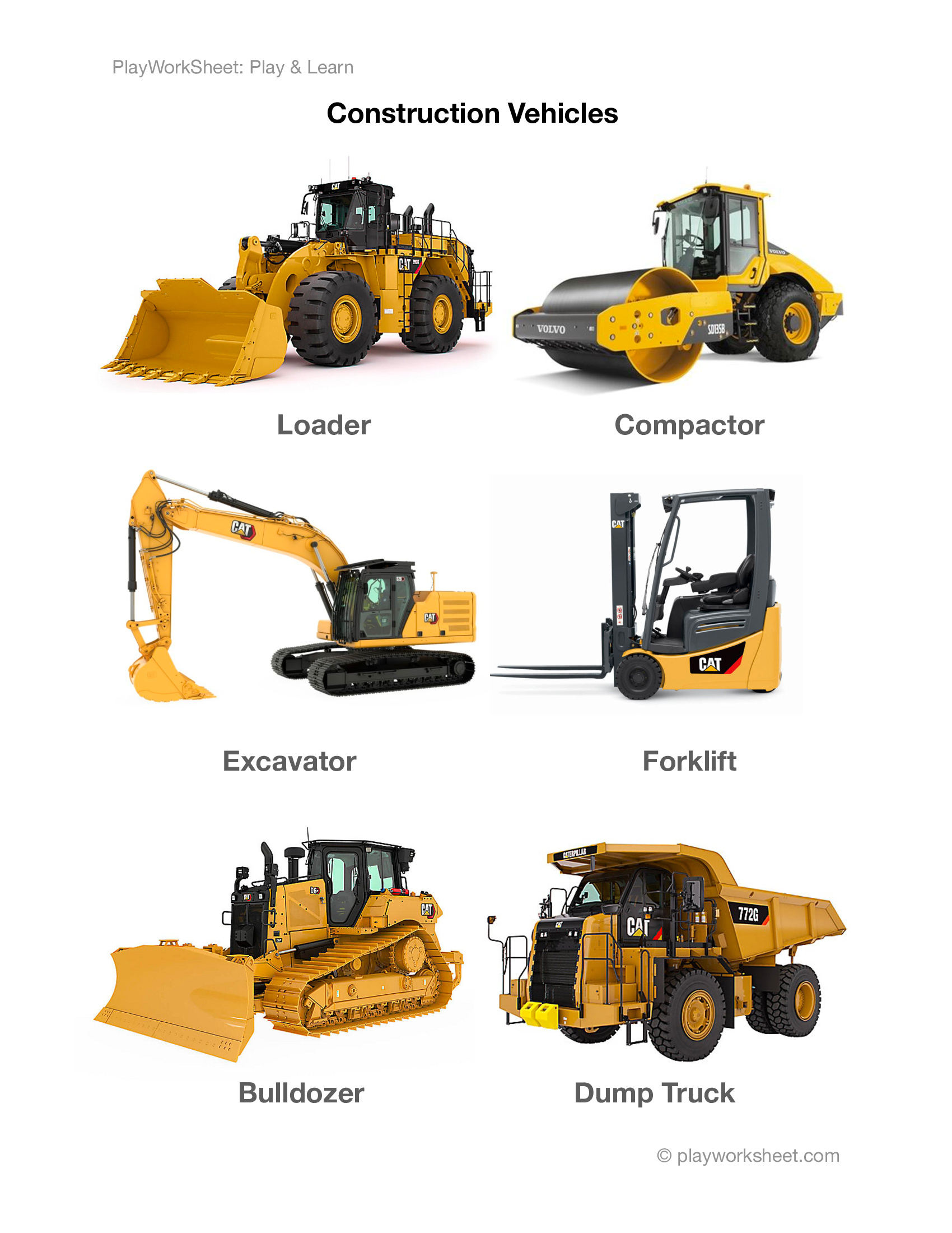 Construction Vehicles | Free Printables for Kids