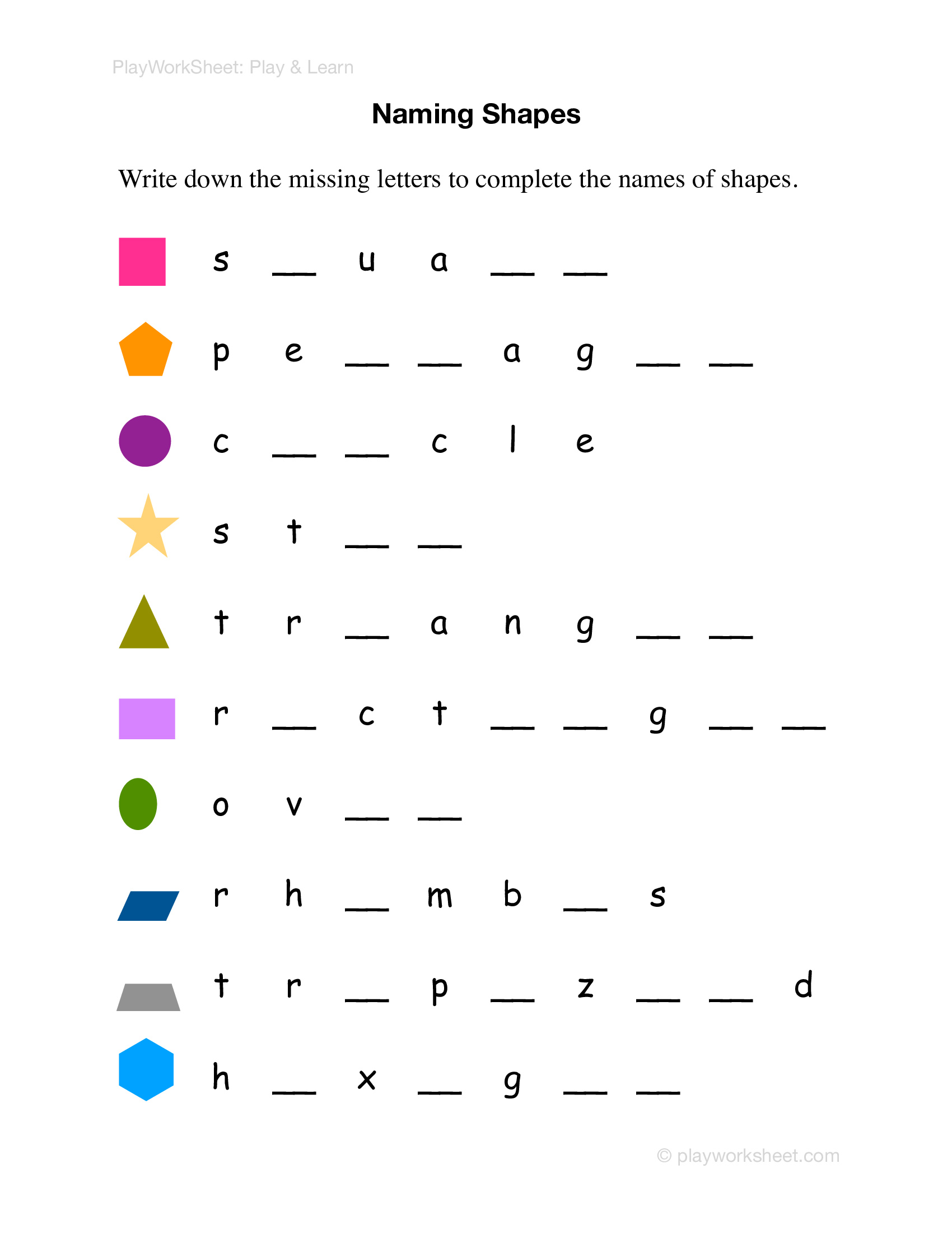 Naming Shapes | Free Printables for Kids