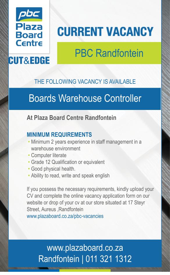 Randfontein Boards Warehouse Controller Plaza Board Centre