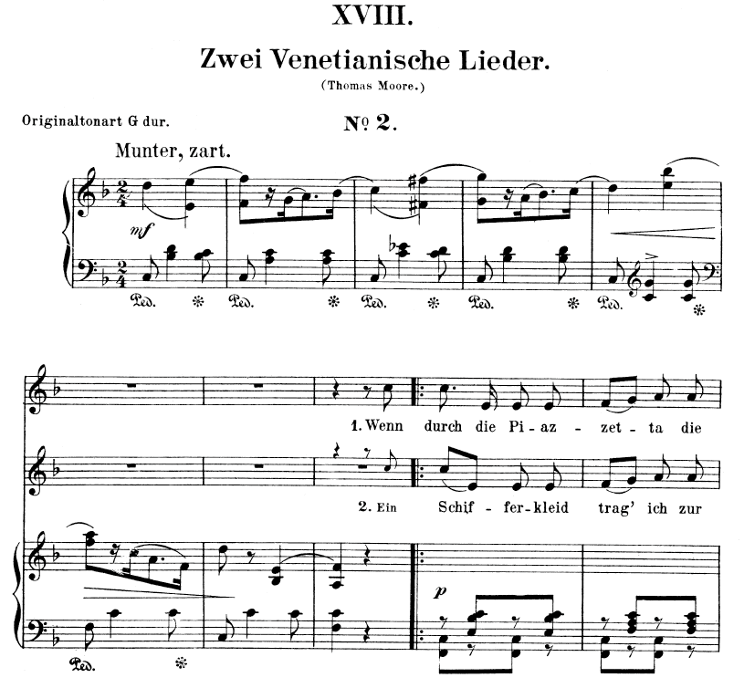 Lied II Op.25 No.18, Low Voice in F Major, R. Schumann