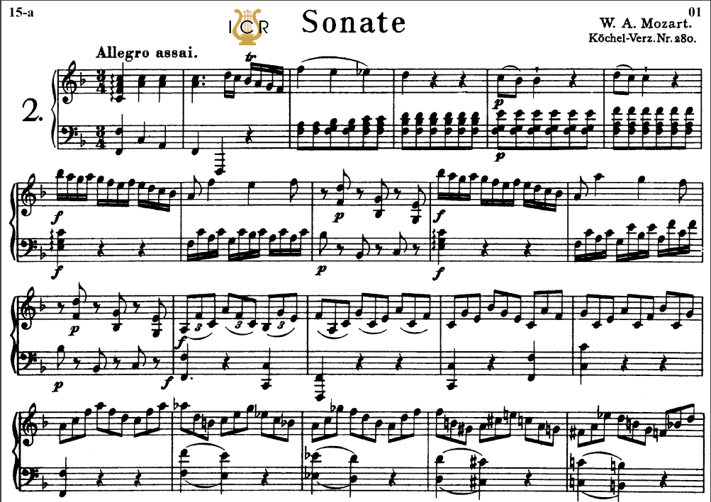 Piano Sonata No.2, K.280 in F Major, W.A Mozart, Breitkopf Urtext