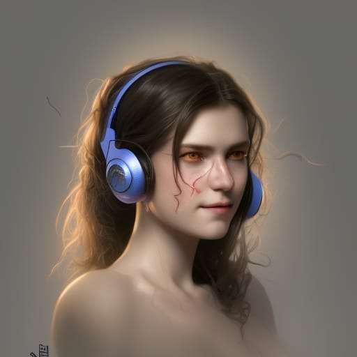 Naked Girl With Headphones | Photos and Images | Digital Art