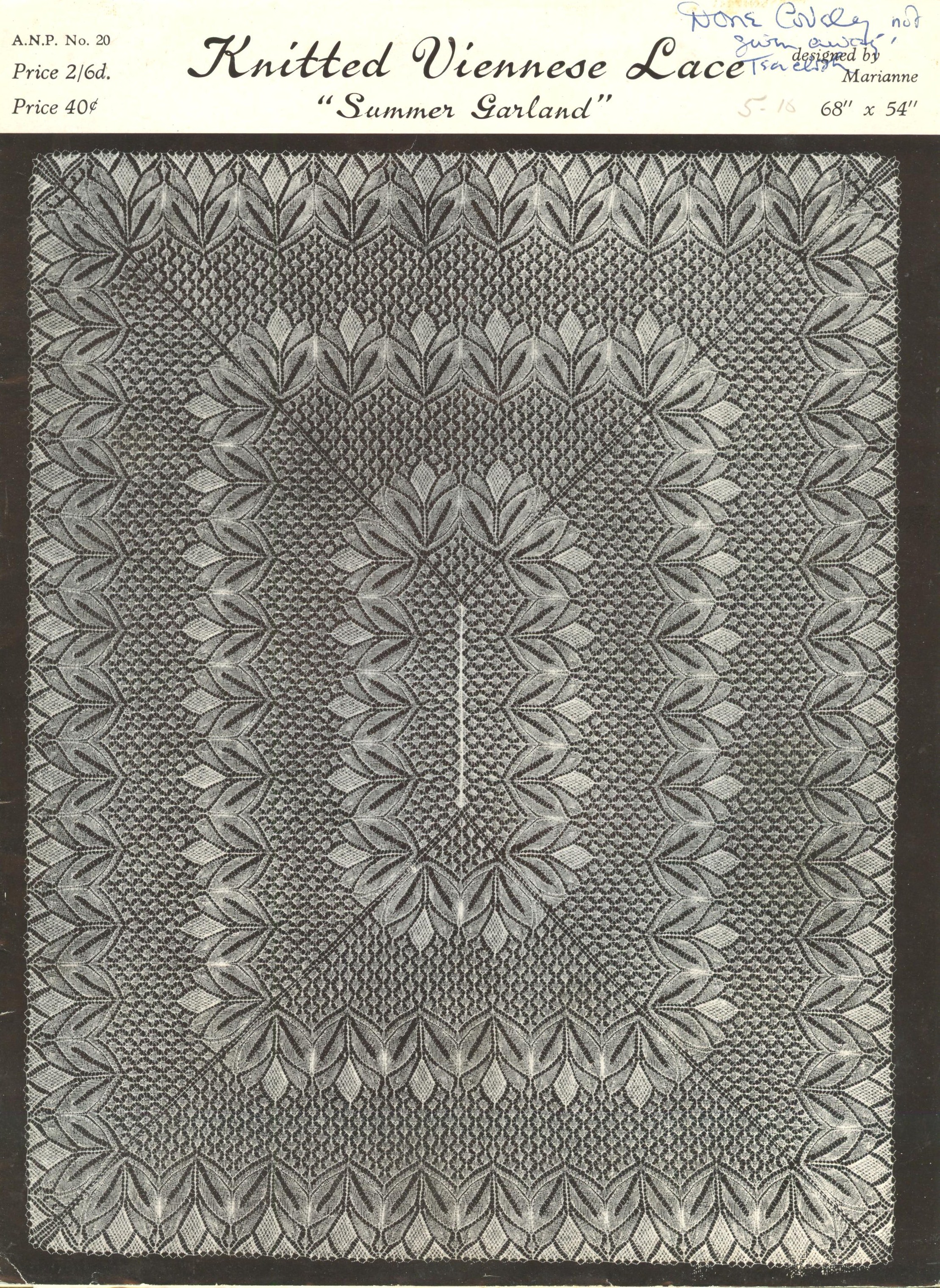 ANP20 Summer Garland vintage viennese lace knitting pattern Marianne K