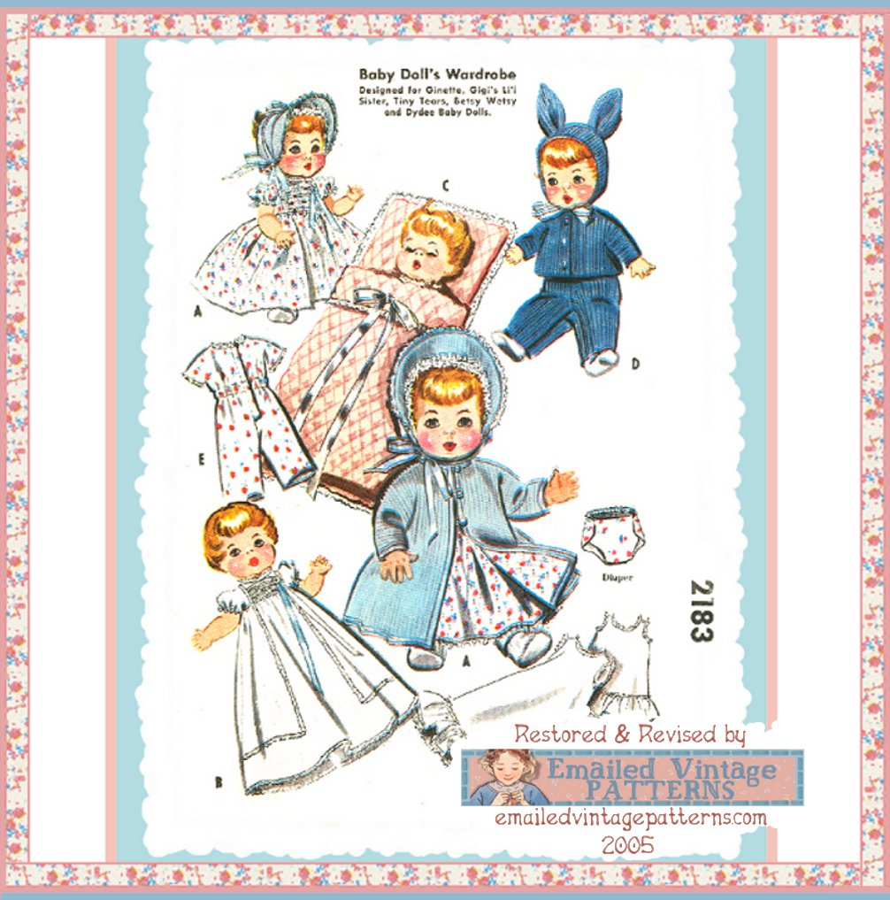 45 Baby Doll Layette Vintage Pattern circa 1950 Crafting Sewing
