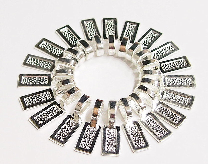 20 Large Silver Rectangle Glue on Bails, Great for Jewelry Making, Nice Pleasant Memories
