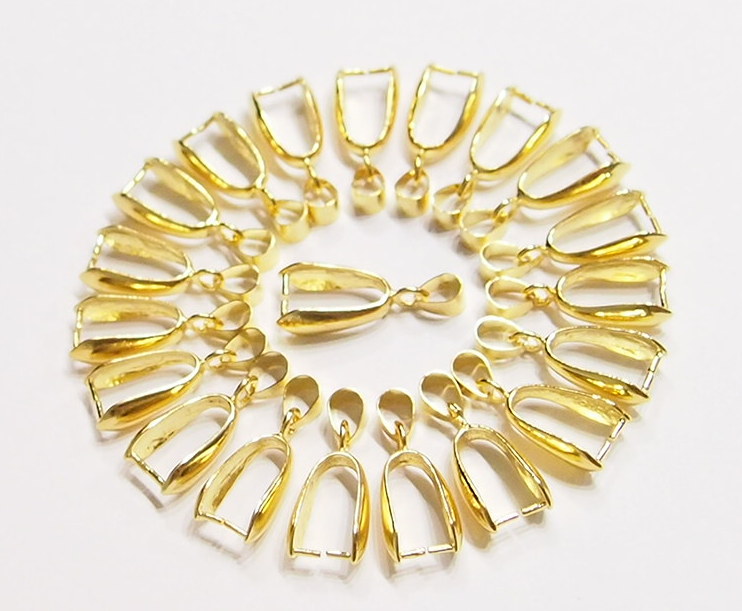 20 Large Gold Pinch Bails 25x10 mm Great for Jewelry making, Nice