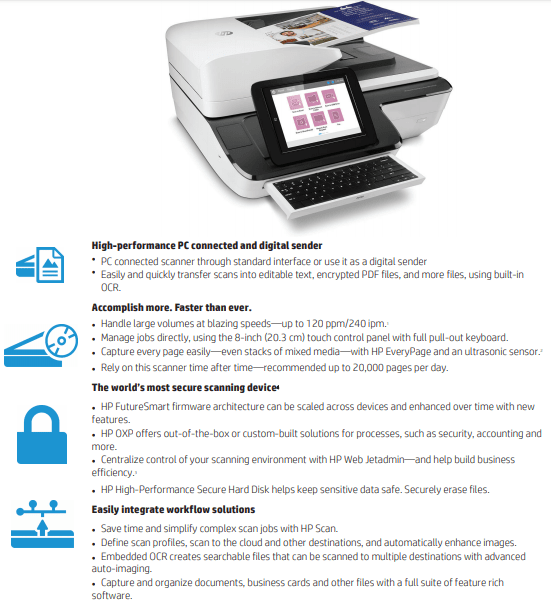HP ScanJet Enterprise Flow N9120 fn2 Document Flatbed Scanner