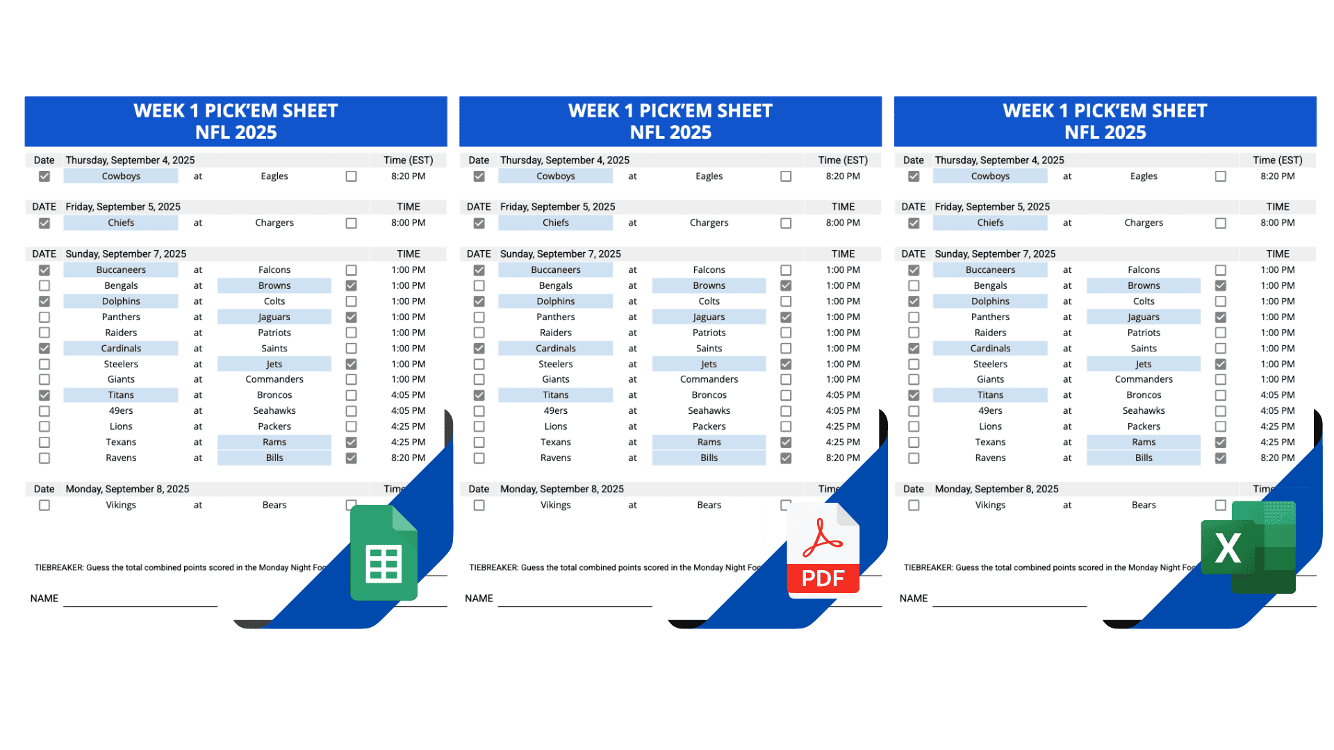 NFL Pick'em Templates (Free Excel & Google Sheets)(06)