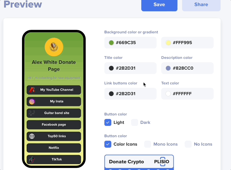 Donation Page Settings