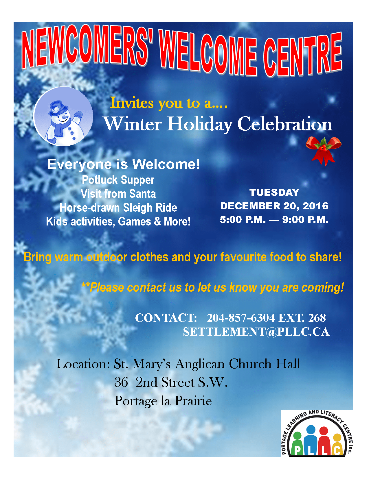 Holiday Celebration on December 20th Portage Learning and