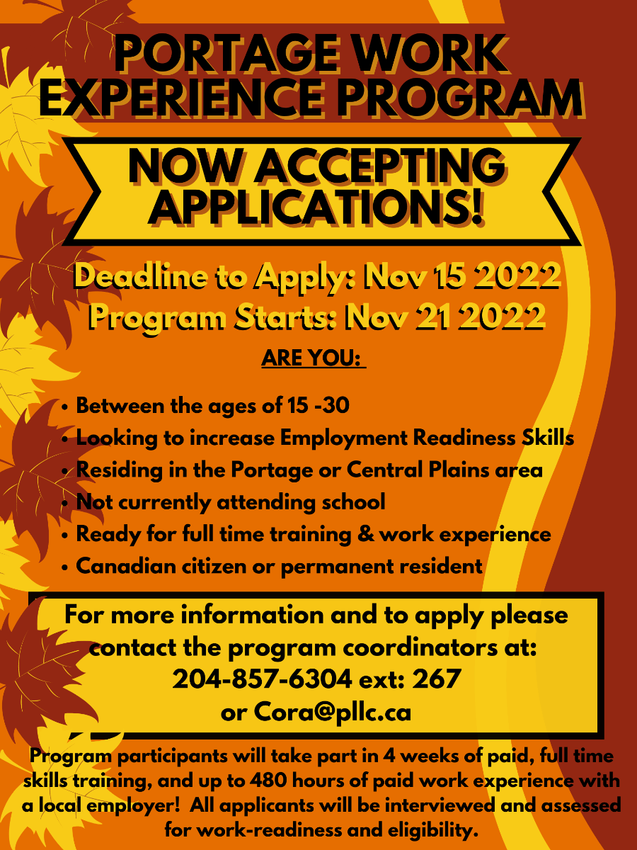 Portage Work Experience Program November 2022 Portage Learning and