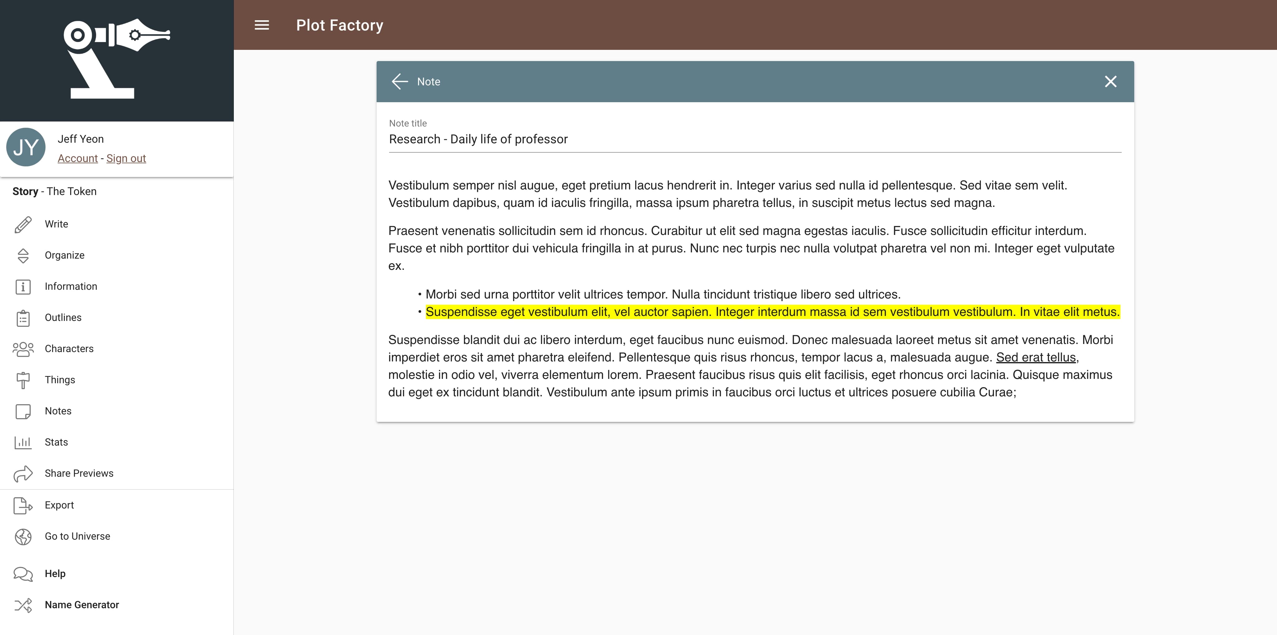 Online Story Planner Plot Factory