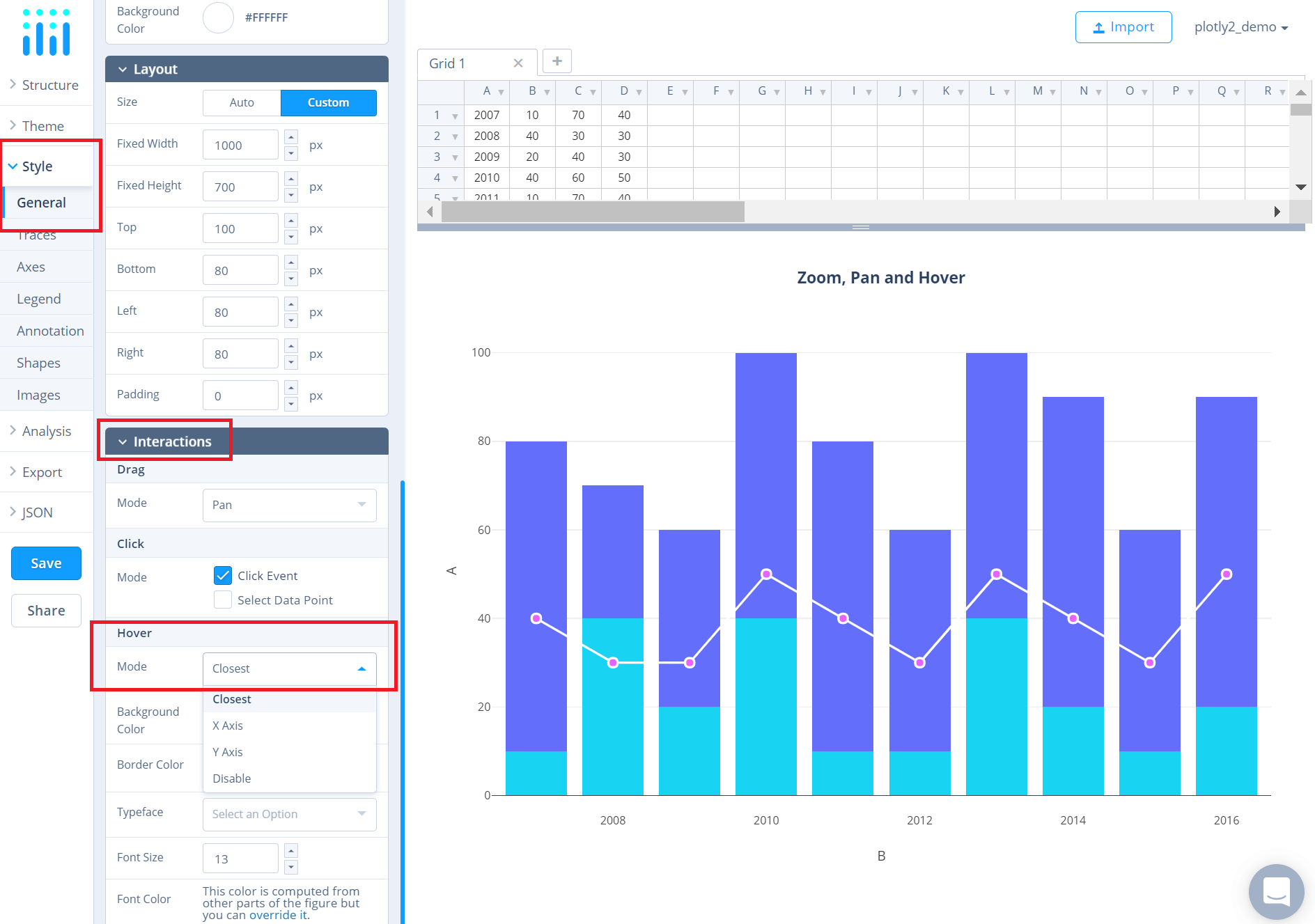 Zoom, Pan, and Hover Controls