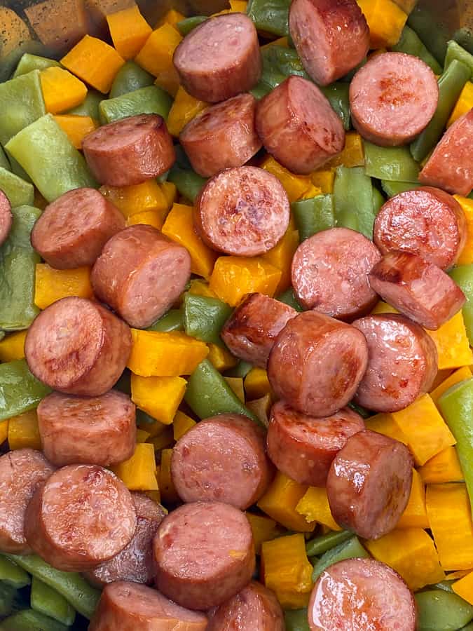 Instant Pot Sausage, Sweet Potatoes and Green Beans Plowing Through Life