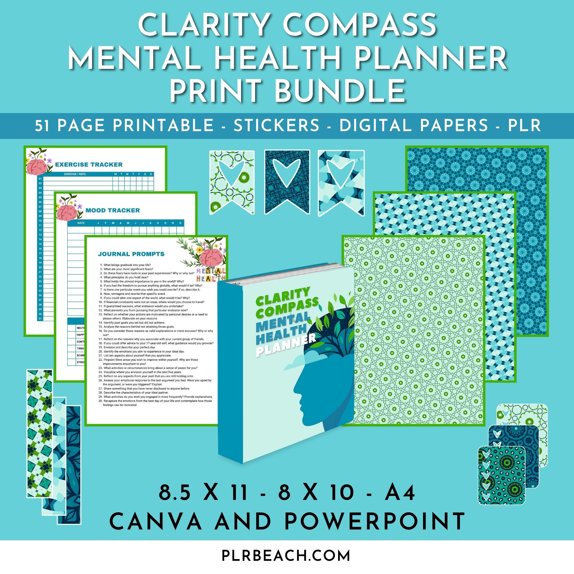 Clarity Compass Mental Health Planner Print and Digital Bundle