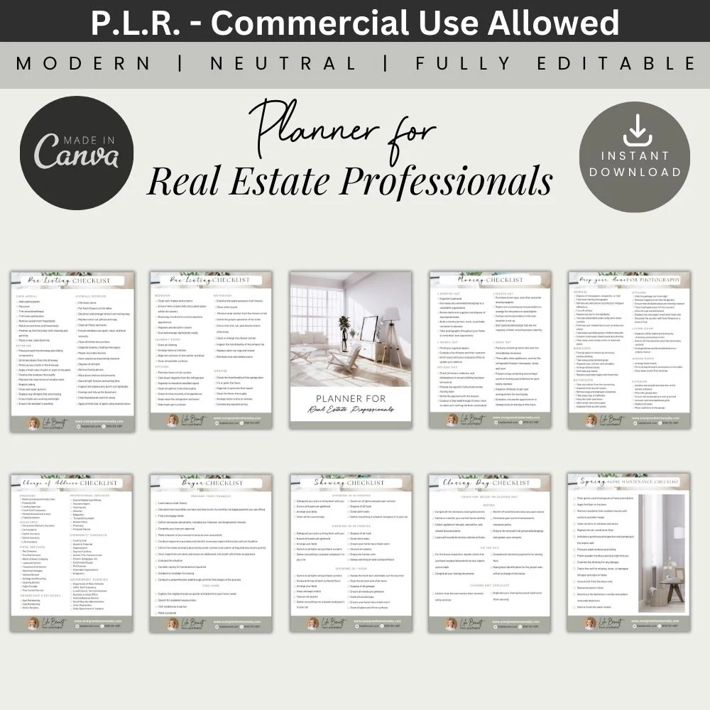 PLR Real Estate Planner Checklist plrprintablesstore