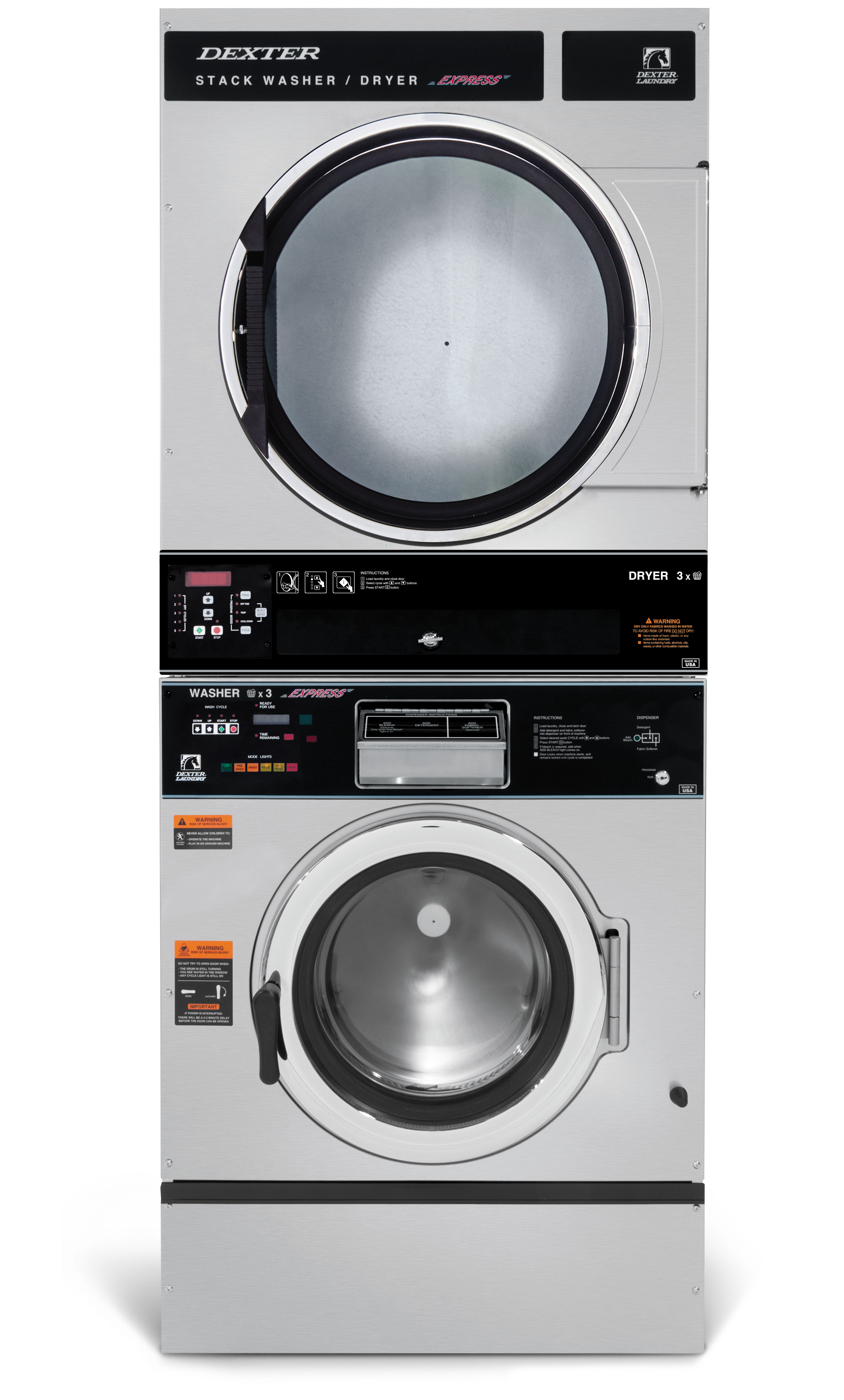 Dexter T450 SWD 30lb Express Washer Dryer Stack Professional Laundry