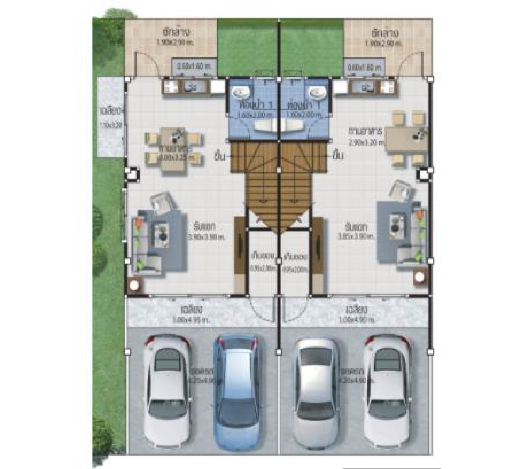 แบบบ้าน ทาวน์โฮม เดอะ เซ็นทรัล ฮิลล์ สวนเสือ ศรีราชา Cosmo Phrueksa Land