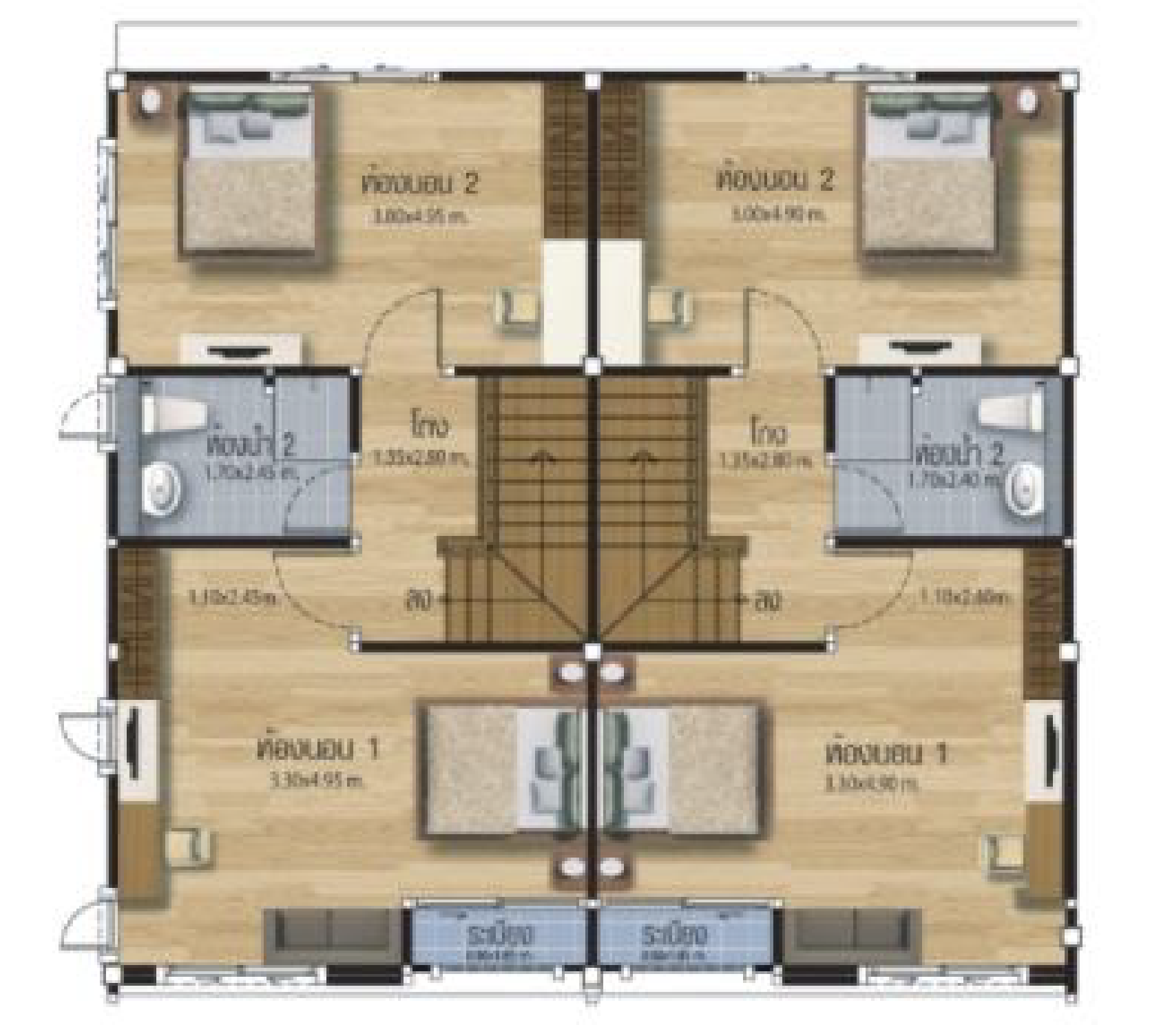 แบบบ้าน ทาวน์โฮม เดอะ เซ็นทรัล ฮิลล์ สวนเสือ ศรีราชา Cosmo Phrueksa Land