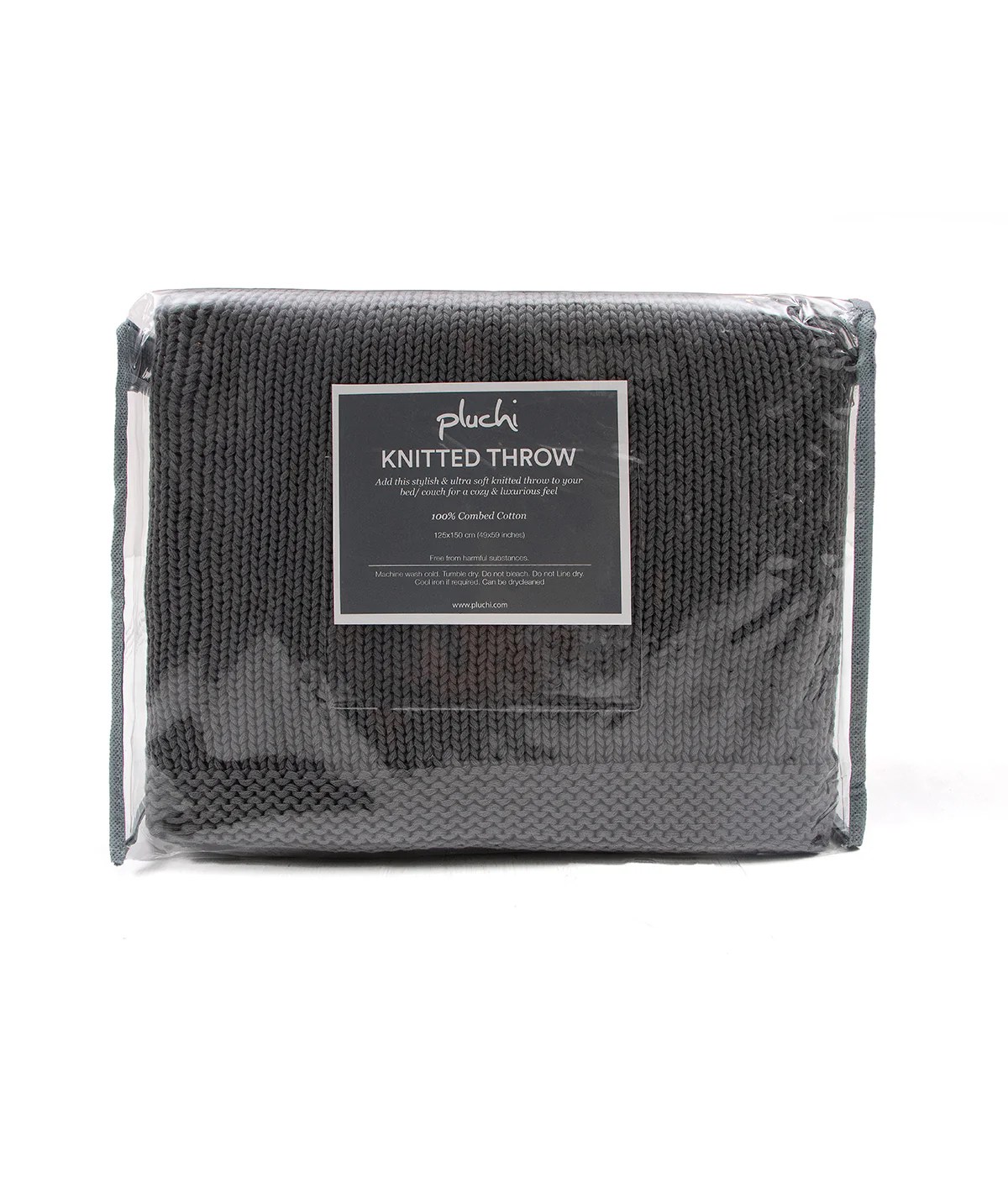 Jersey Chunky Knit Medium Grey Color Cotton Knitted Throw /Blanket For