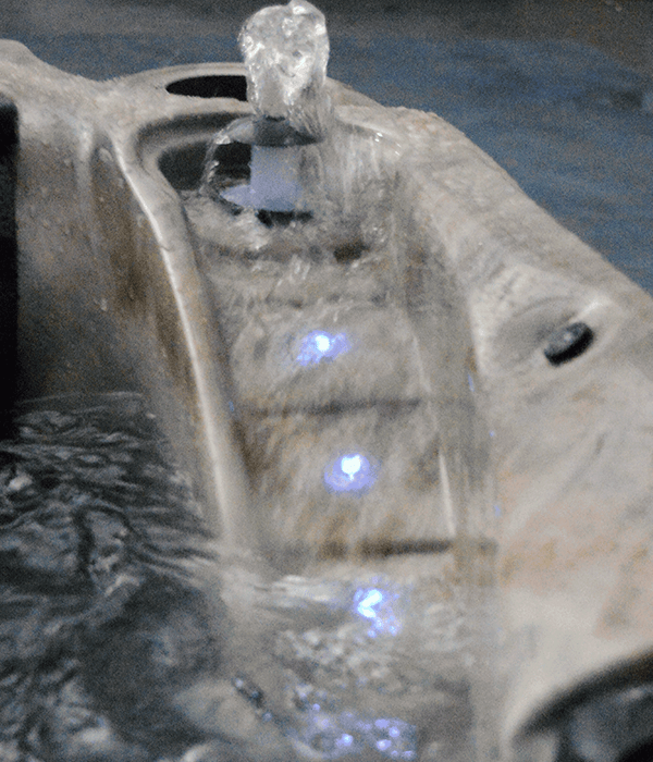 LED Backlit Water Spouts and Cascading Spillway Plug and Power Spas