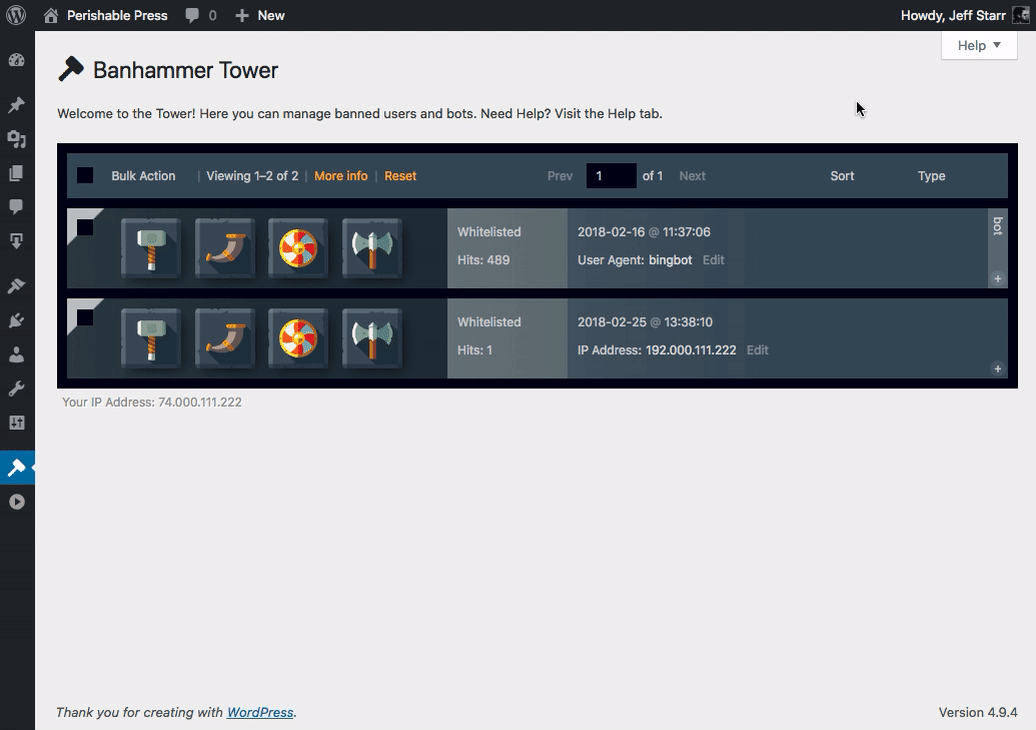 Banhammer Pro Tower Change Status Plugin