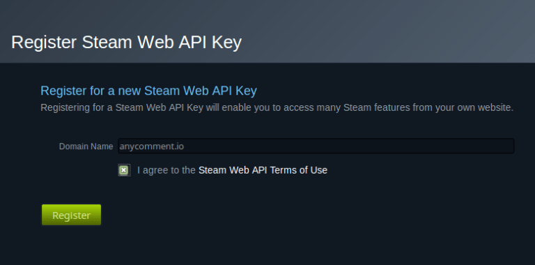 API Configuration for Steam