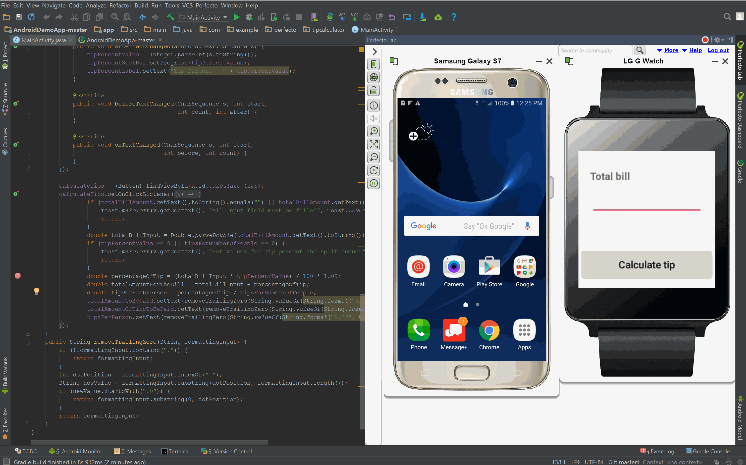 Perfecto Continuous Quality Lab for Android Studio IntelliJ IDEs