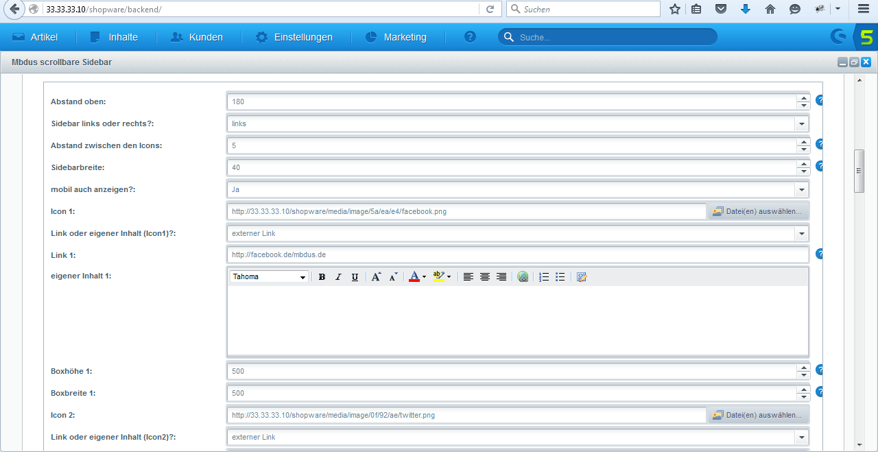 Scrollbare Sidebar (Iconbar) Frontend Shopware 5 Plugins Plugins