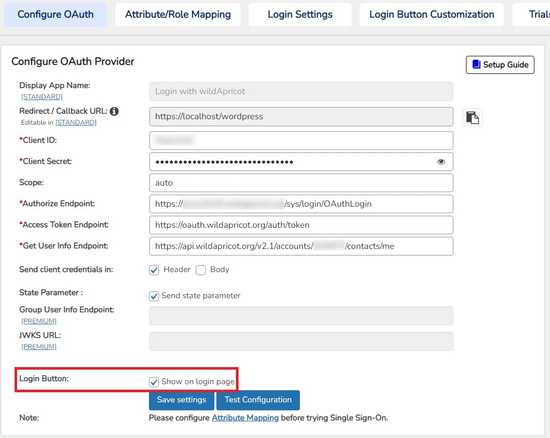 Wild Apricot Single SignOn (SSO) WordPress OAuth & OpenID Login