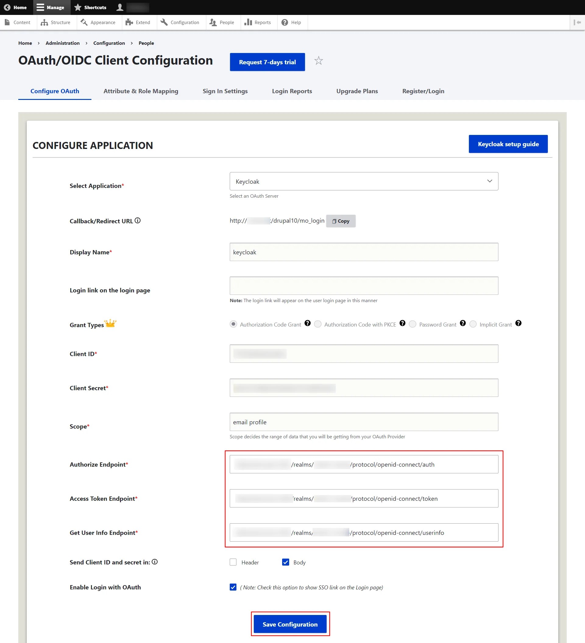 Keycloak SSO Integration with Drupal OAuth/OpenID Client