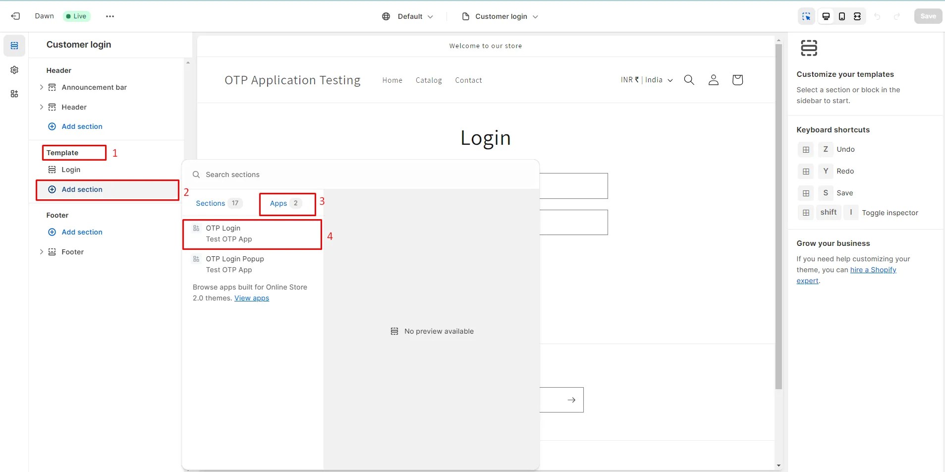 Step by step guide to setup OTP Login on Shopify Store