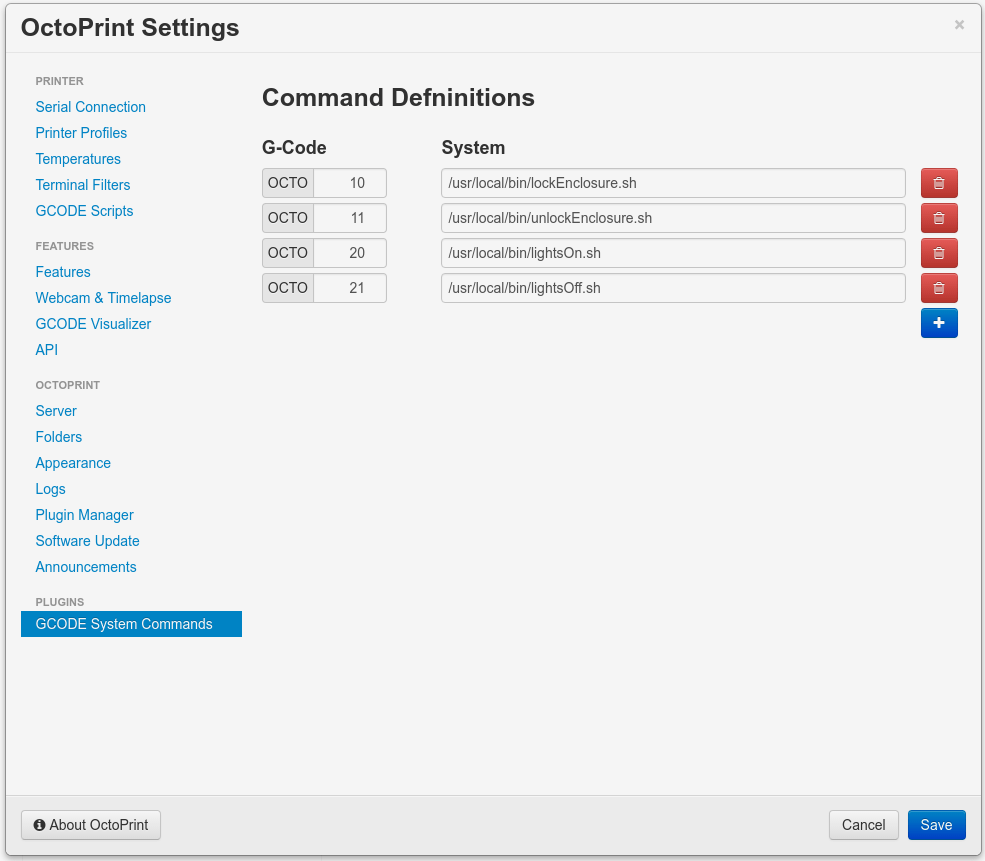 GCODE System Commands
