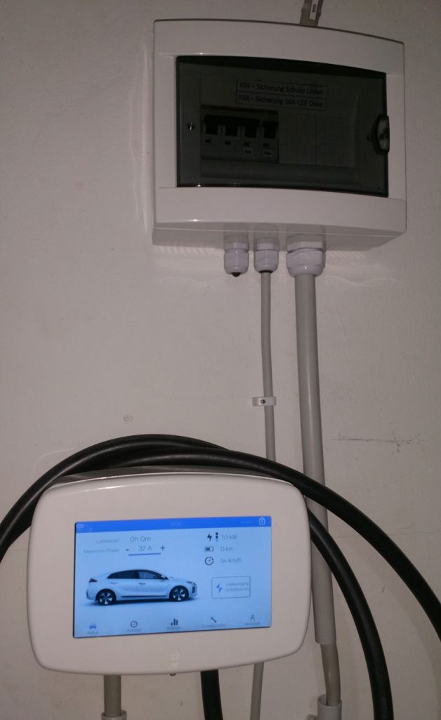 Installation einer Wallbox zum Laden eines Elektroautos in einer Garage