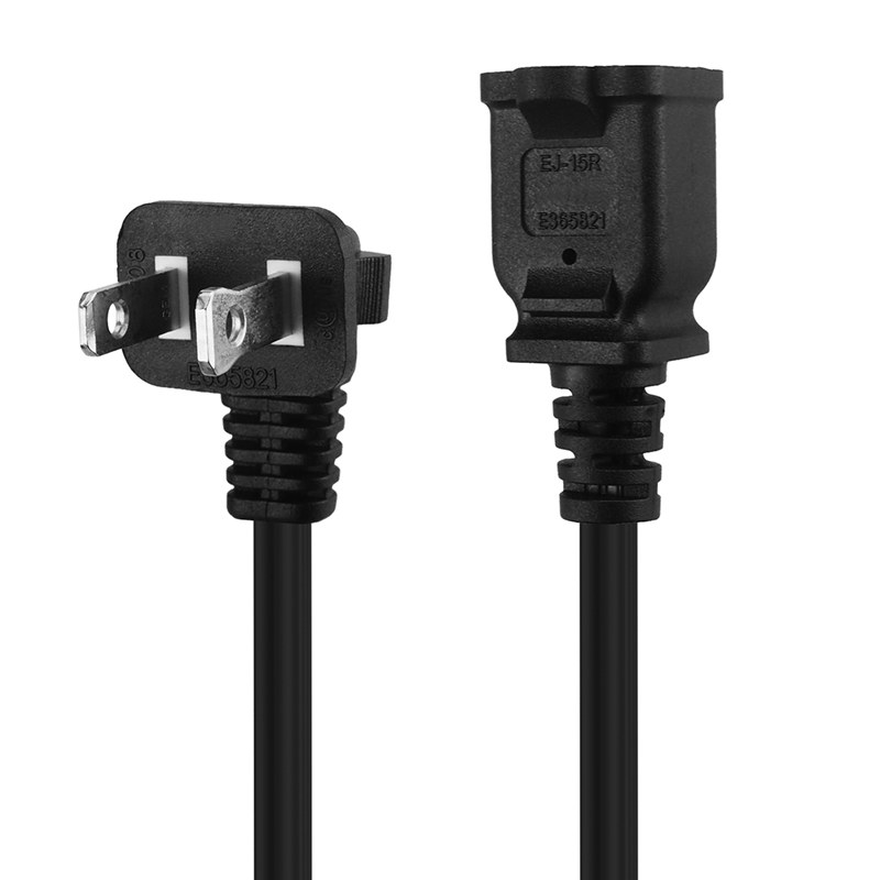 6FT(1.8M) Right Angled Polarized US 2Prong MaleFemale Extension Power