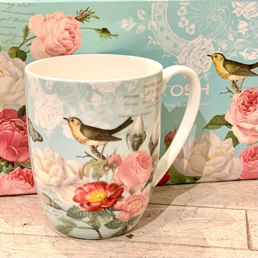 Bone China Bird Mugs Plum