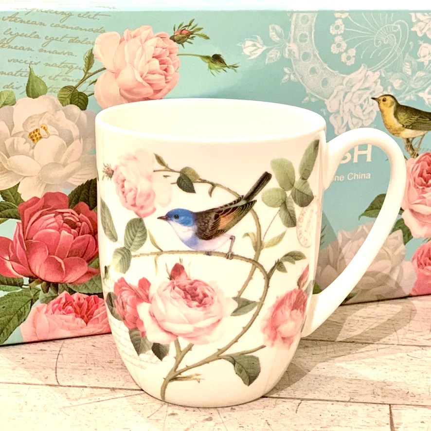 Bone China Bird Mugs Plum