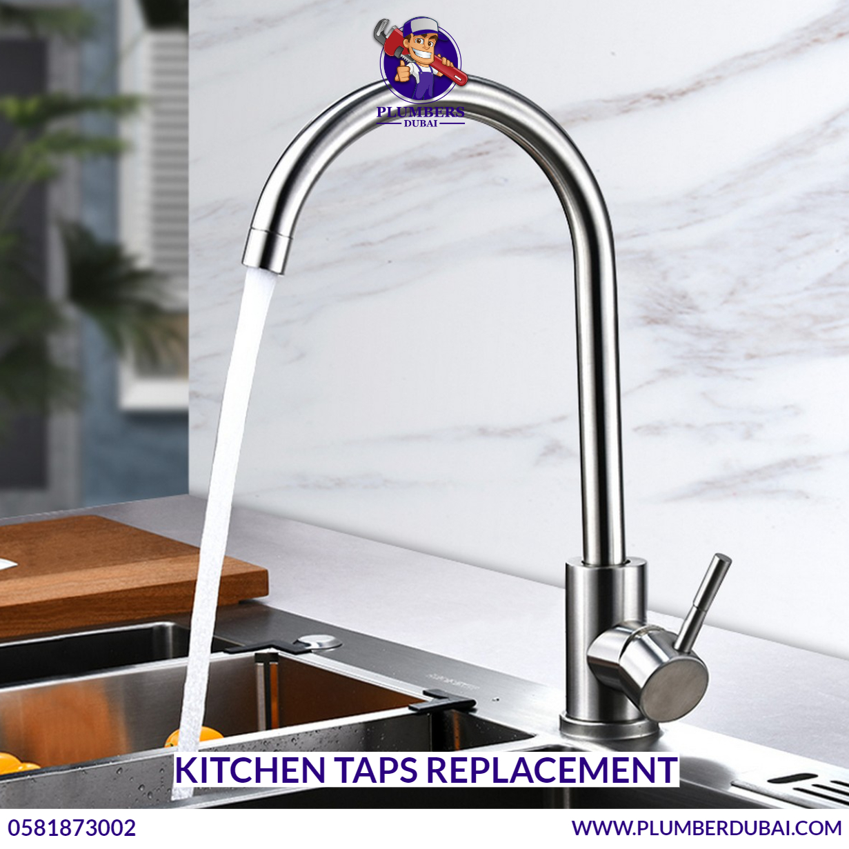 Kitchen Taps Replacement 0581873002 Plumber Dubai