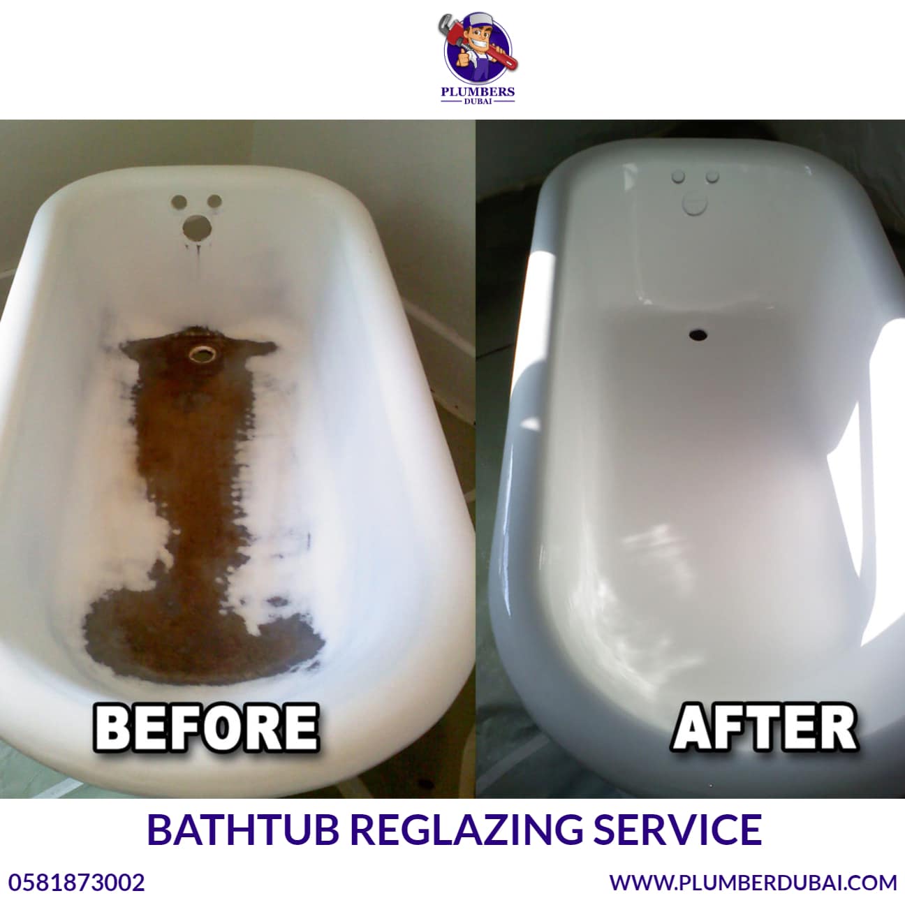 Bathtub Reglazing Service 0581873002 Plumber Dubai