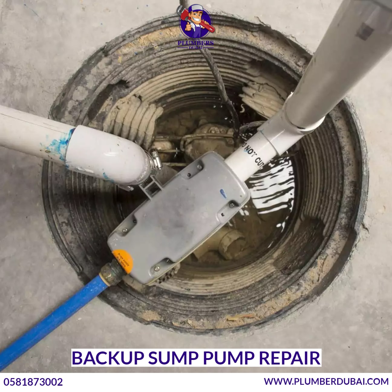 Backup sump pump repair 0581873002 Plumber Dubai