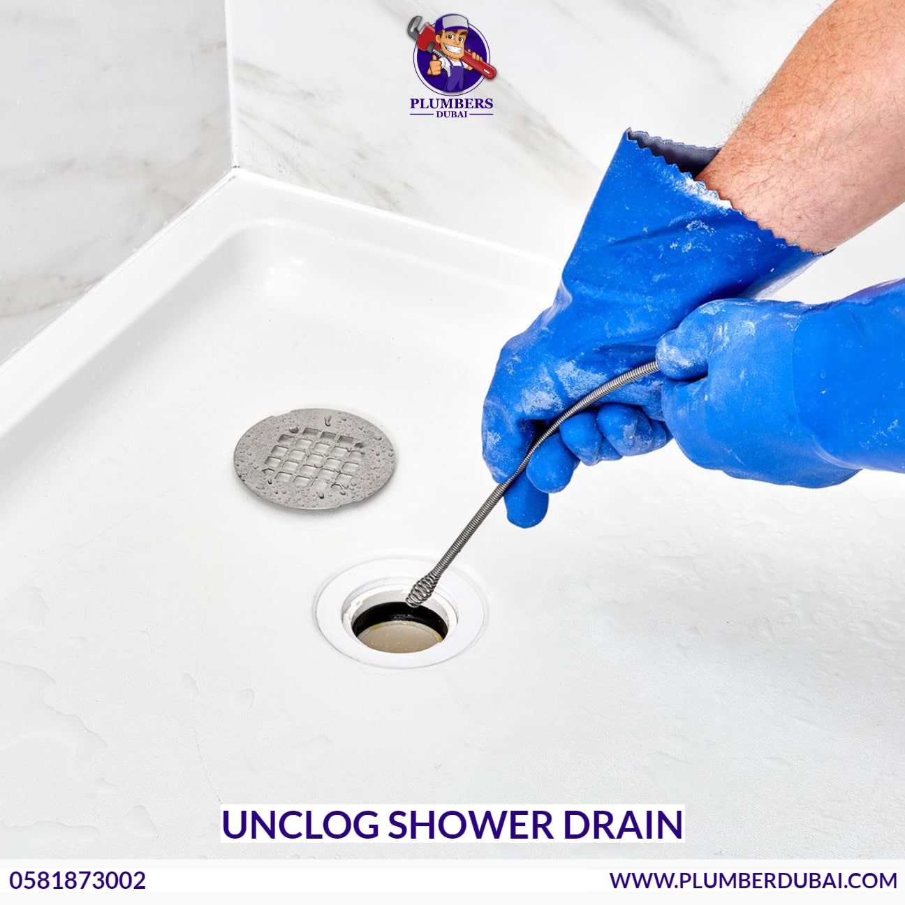 Unclog shower drain 0581873002 Plumber Dubai