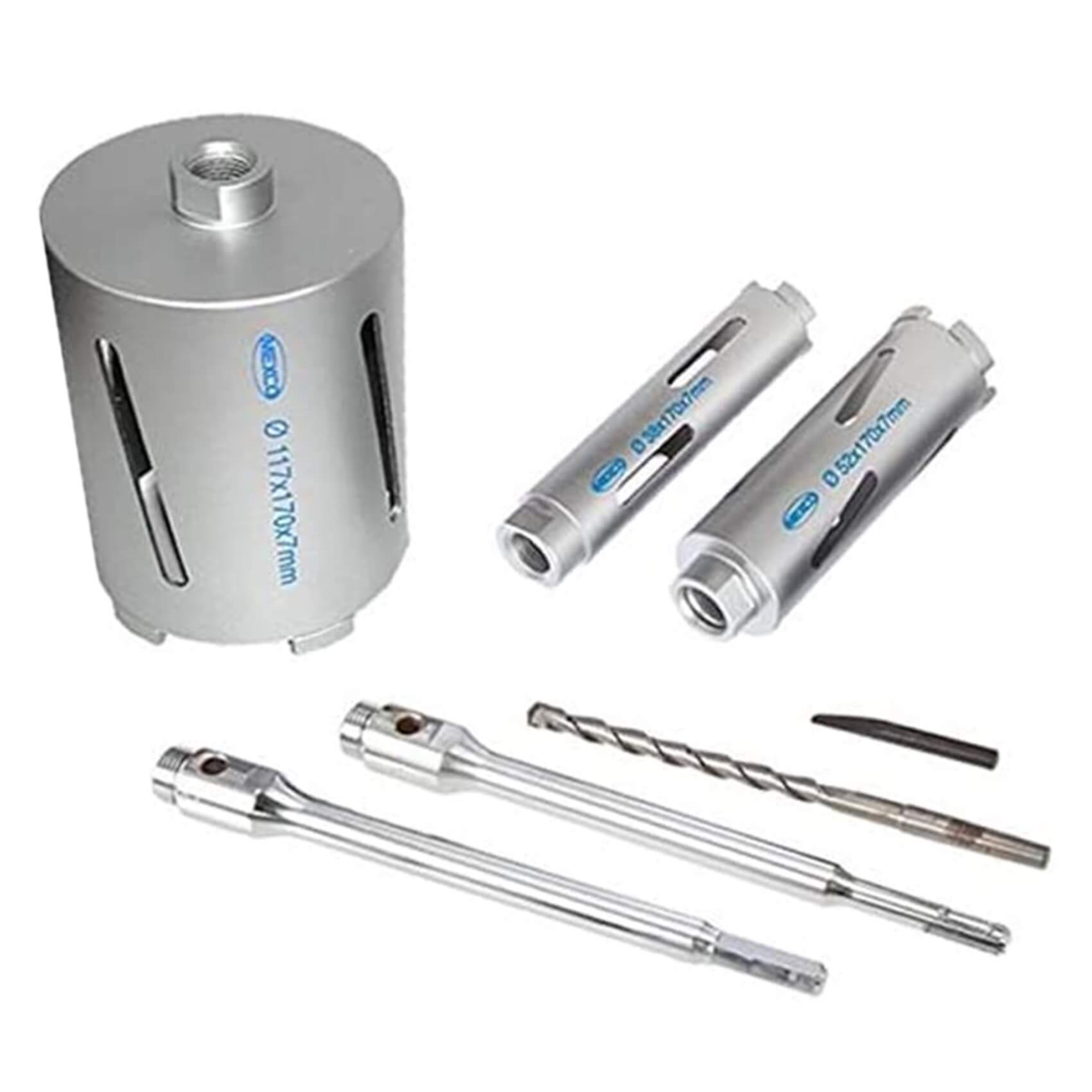 Mexco DCX90 7 piece 38mm to 117mm Dry Diamond Core Drill Kit PlumbinBits