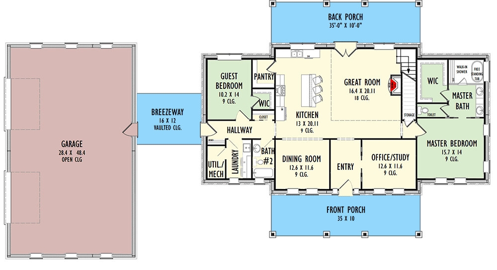 3,000 Sq. Ft. Barndominium Style House With 2Story Great Room And
