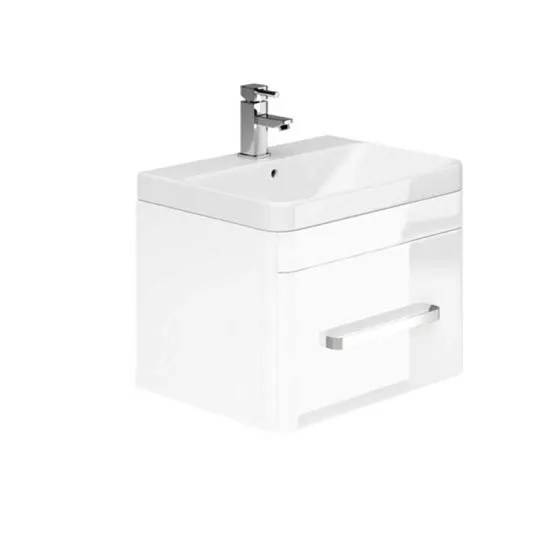 800mm Wall Hung Basin Unit With Drawer Gloss White EFP403WH Plumbsave