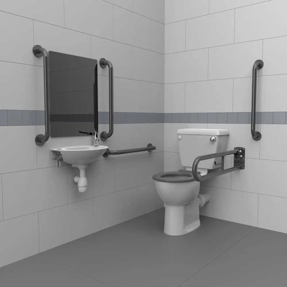 Nymas Close coupled Doc M toilet pack with steel concealed fixing grab