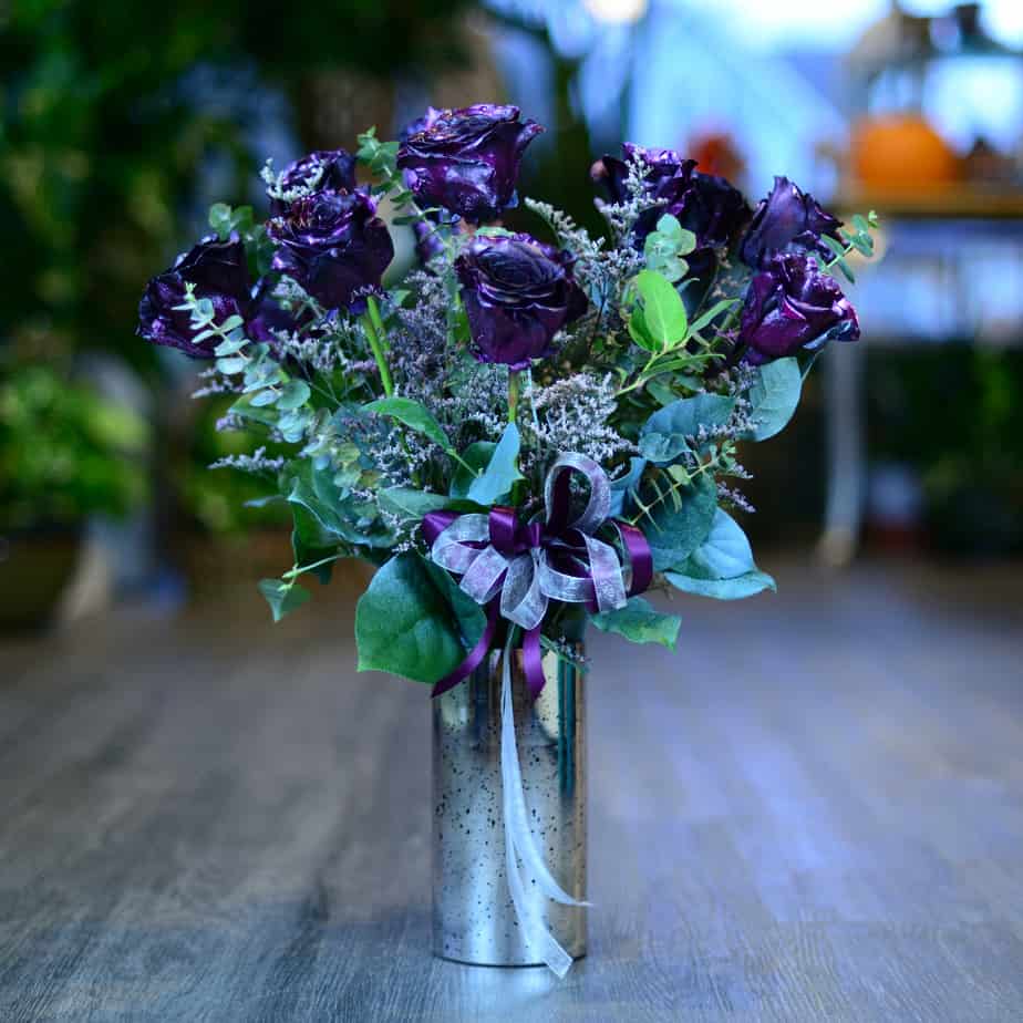 1 Dozen Purple Metallic Roses Plumeria Botanical Boutique