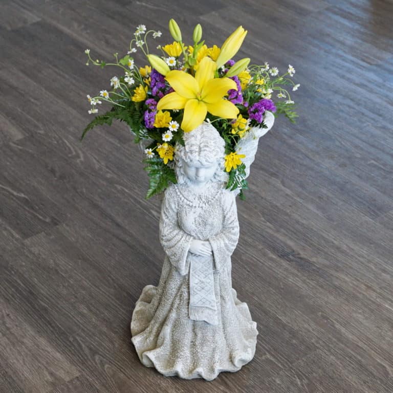 Large Concrete Angel Planter Plumeria Botanical Boutique